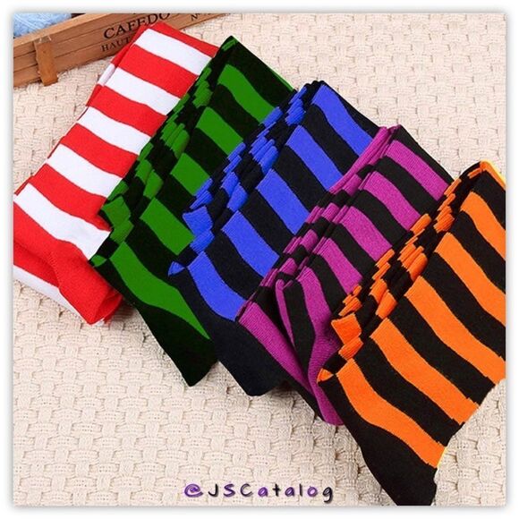 🎃 Spandex Striped Halloween Cosplay ThighHighs Stockings Socks OSFM 🎃 - Picture 3 of 3